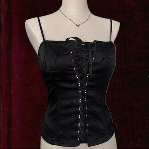 Y2K Papaya Lace-Up Corset Camisole